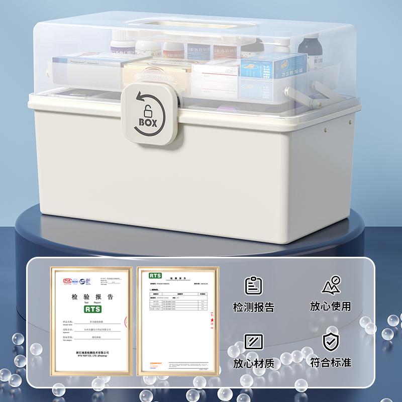 优勤药箱家庭装药物收纳盒家用大容量医药箱多层儿童医疗药品药盒 - 图2