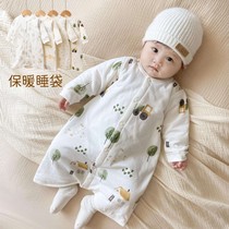 Spring autumn baby sleeping bag children winter anti-kick quilt warm pyjamas male and female baby clip cotton one-piece clothes pure cotton sleeping robe