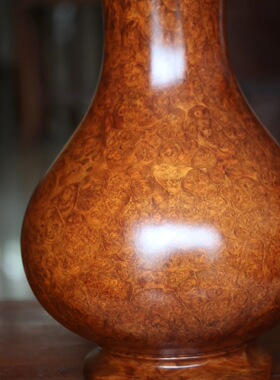 珍品缅甸花梨木瘤疤装饰富贵花瓶工艺收藏品风水摆件木雕