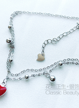 韩版脚链正生纯银特价双层森系