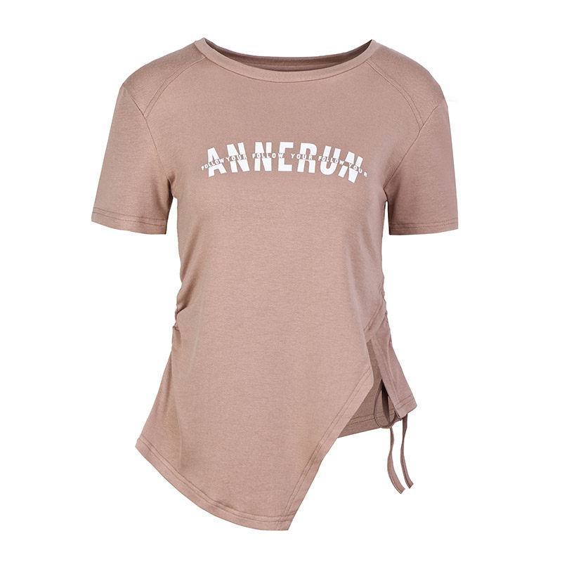 annerun不规则运动T恤女紧身短袖速干瑜伽服网红健身修身运动上衣,淘宝优惠券,粉丝福利购,淘宝优惠卷