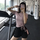 Спортивная быстросохнущая тонкая футболка с коротким рукавом, сексуальная одежда для йоги для спортзала, популярно в интернете, для бега