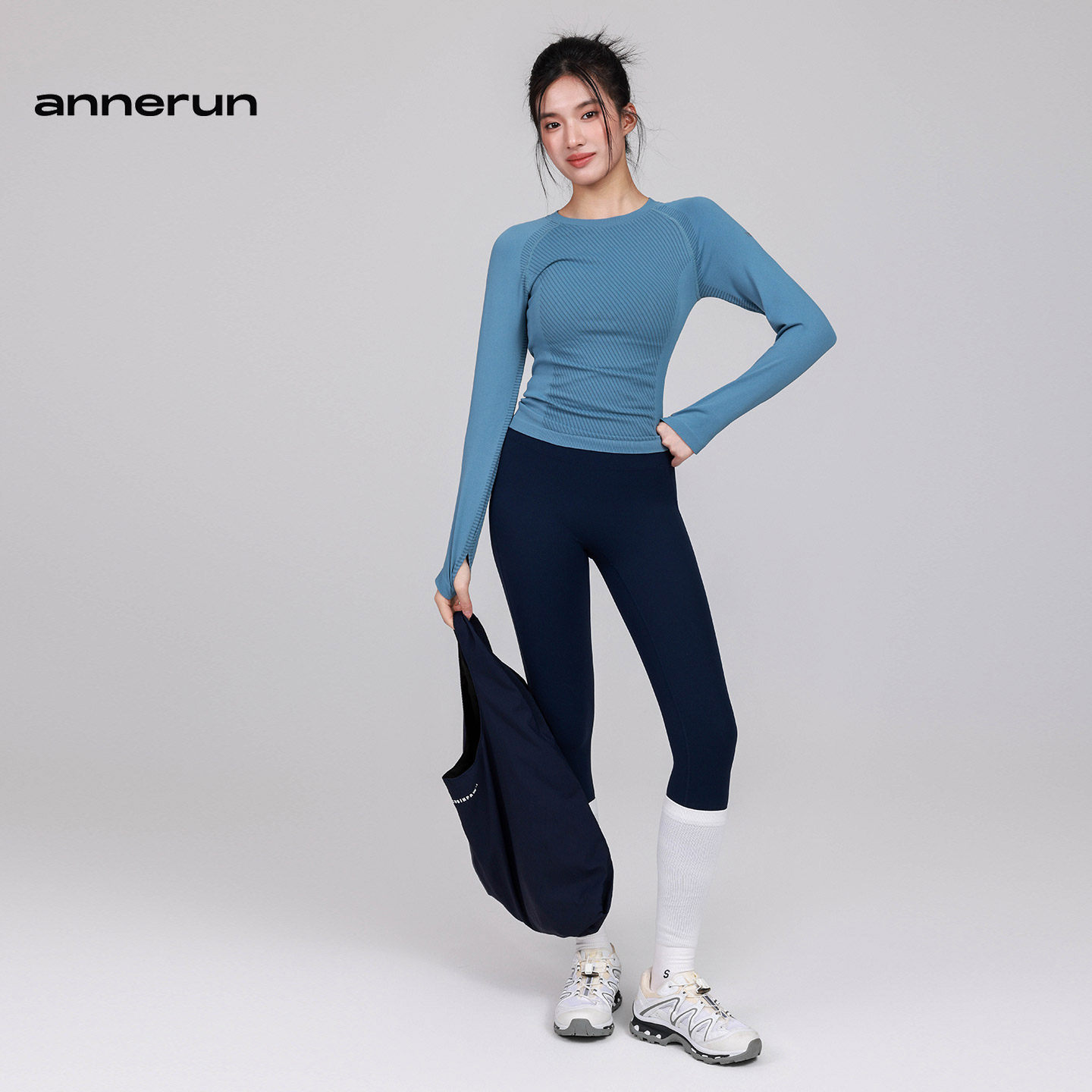 annerun无缝圆领运动上衣女速干衣户外修身运动长袖瑜伽健身T恤,淘宝优惠券,粉丝福利购,淘宝优惠卷