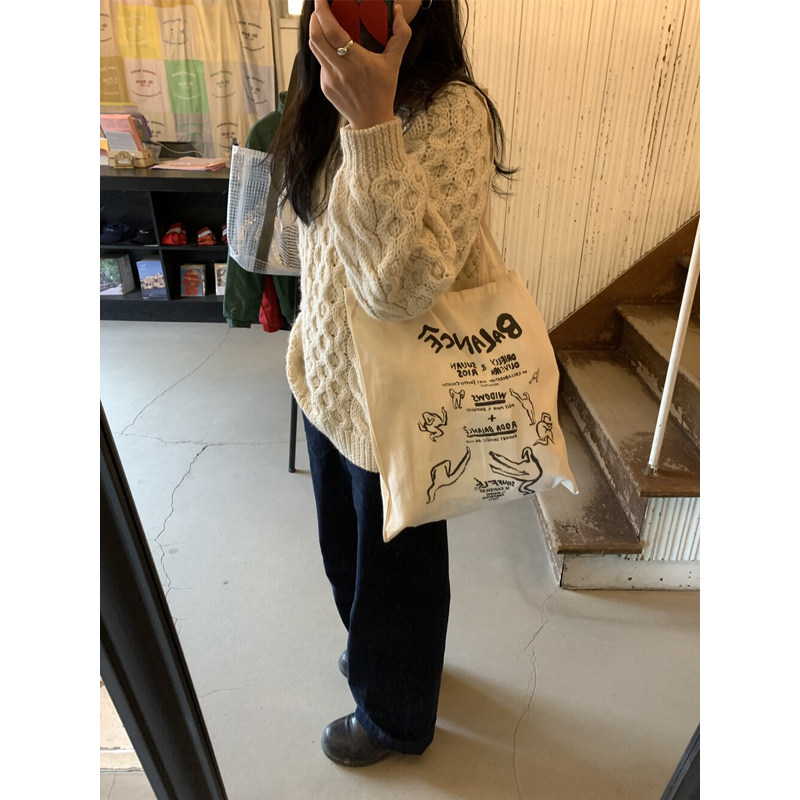 新品ofr法国周边书袋薄款单肩棉布包布袋博主同款帆布包双面印刷,淘宝优惠券,粉丝福利购,淘宝优惠卷