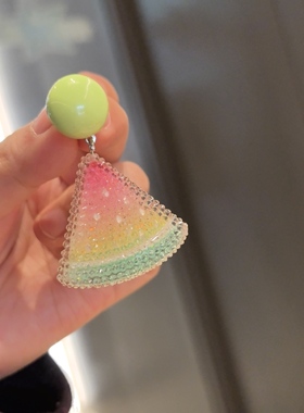 春夏渐变色西瓜耳环耳夹女度假风搞怪耳饰无洞耳夹