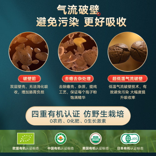 寿仙谷破壁灵芝孢子粉1g*15包仙芝1号有机栽培赤灵芝粗多糖含量高 - 图0