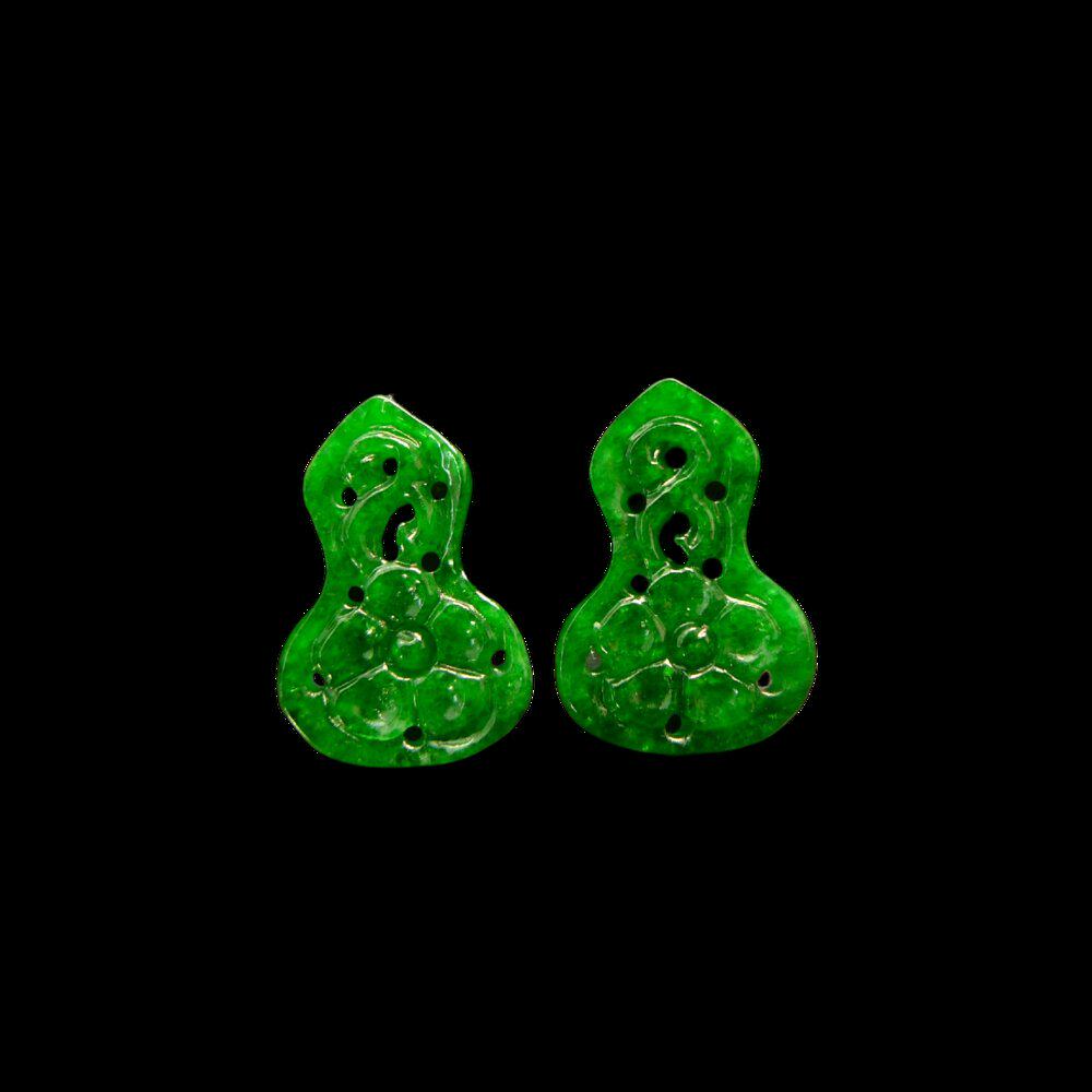 Natural Grade A jadeite hollow carved gourd