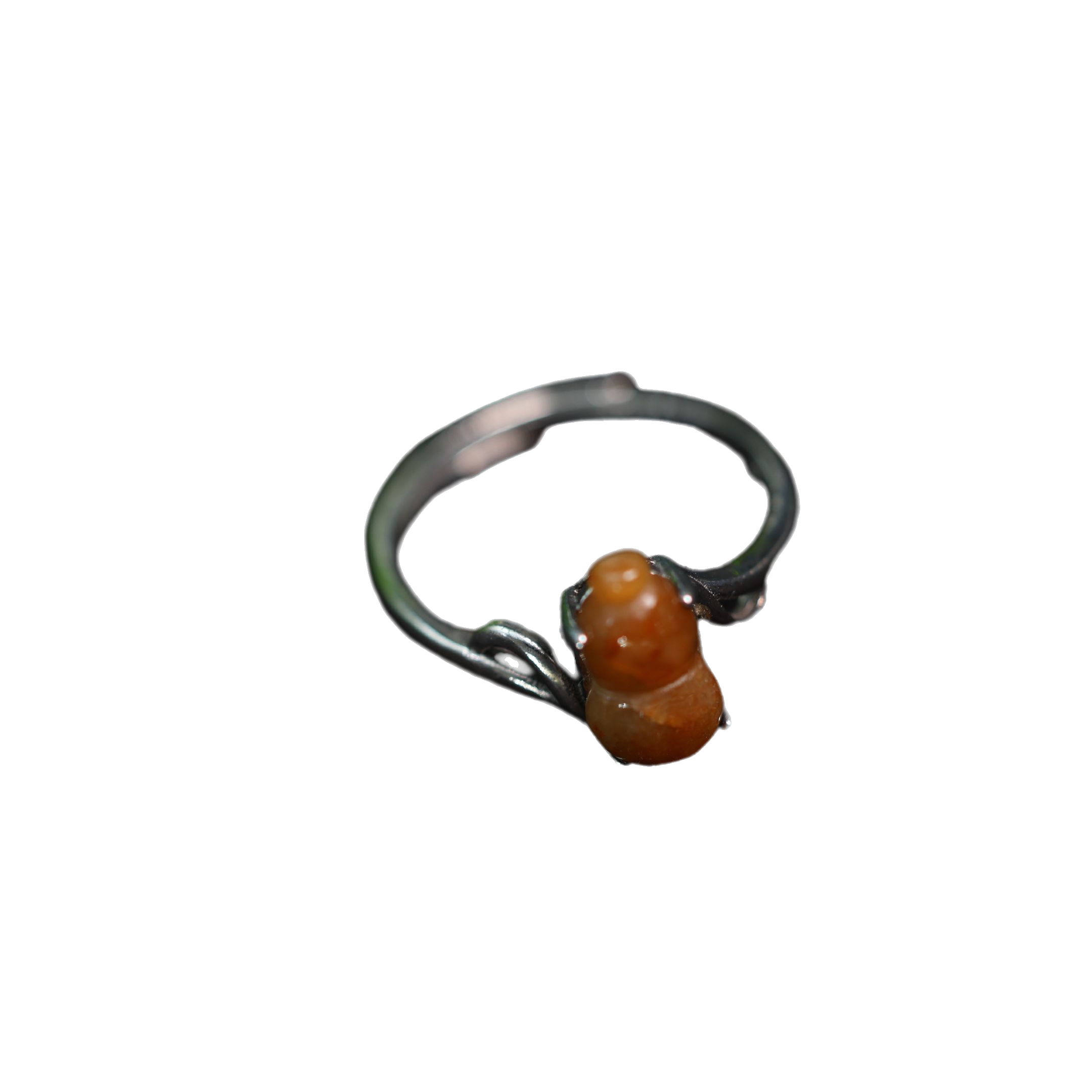 Natural grade A yellow jade gourd live ring for women