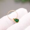 Ice full of green natural grade A jade gourd ring