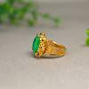 Natural grade A jadeite hollow carved living ring