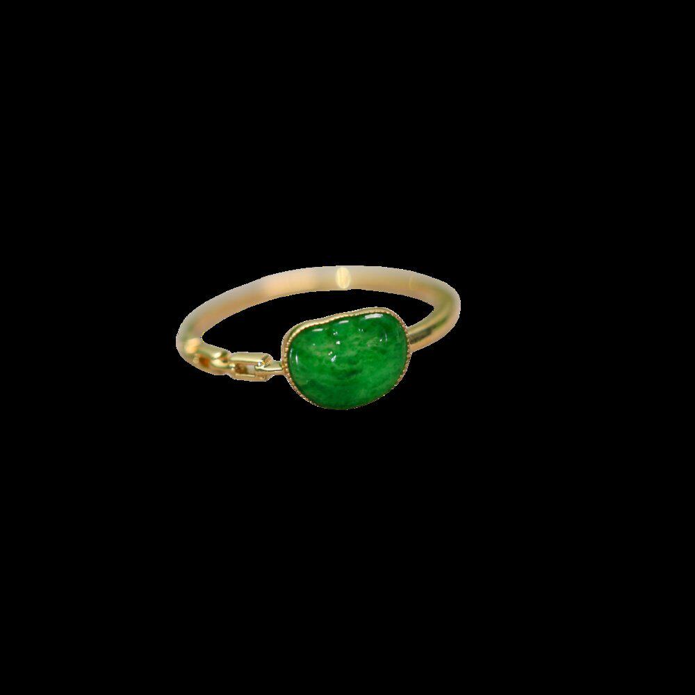 Spicy Green Natural Grade A Jade Ruyi Head Ring