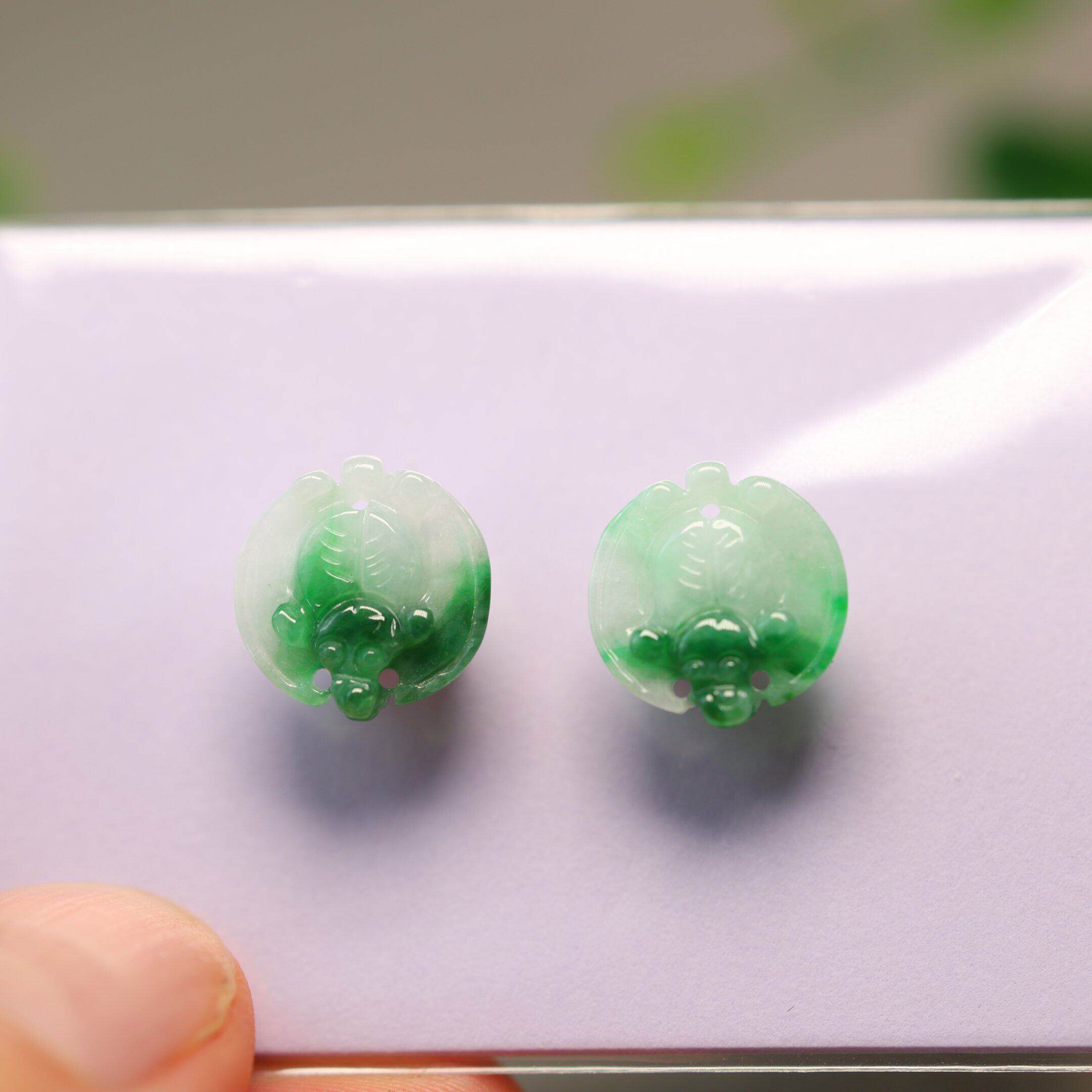 Myanmar natural grade A jade bat ring face