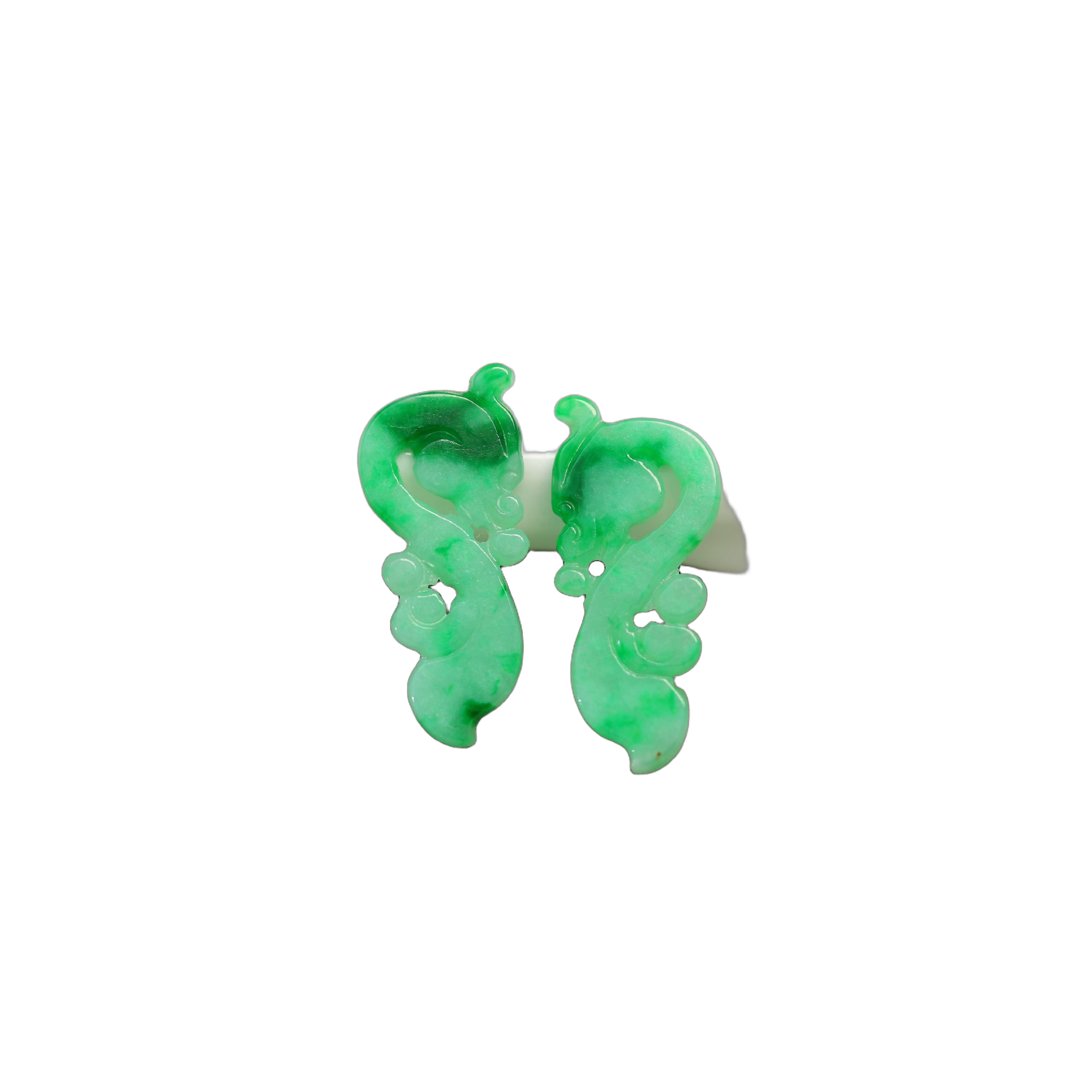 #I968一对阳绿缅甸天然A货翡翠镂空龙纹耳钉花片裸石,淘宝优惠券,粉丝福利购,淘宝优惠卷
