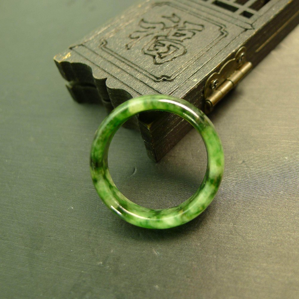 #F549 No. 23 yellow and green natural A-grade old jadeite ring