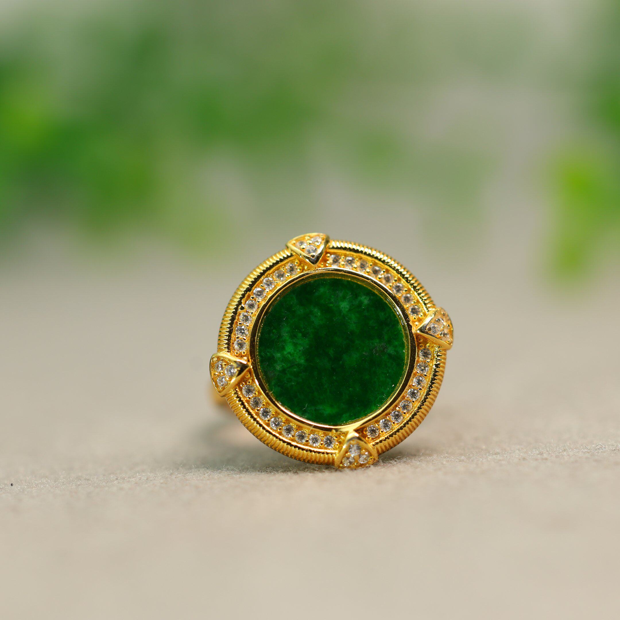 Natural grade A jadeite disc ring