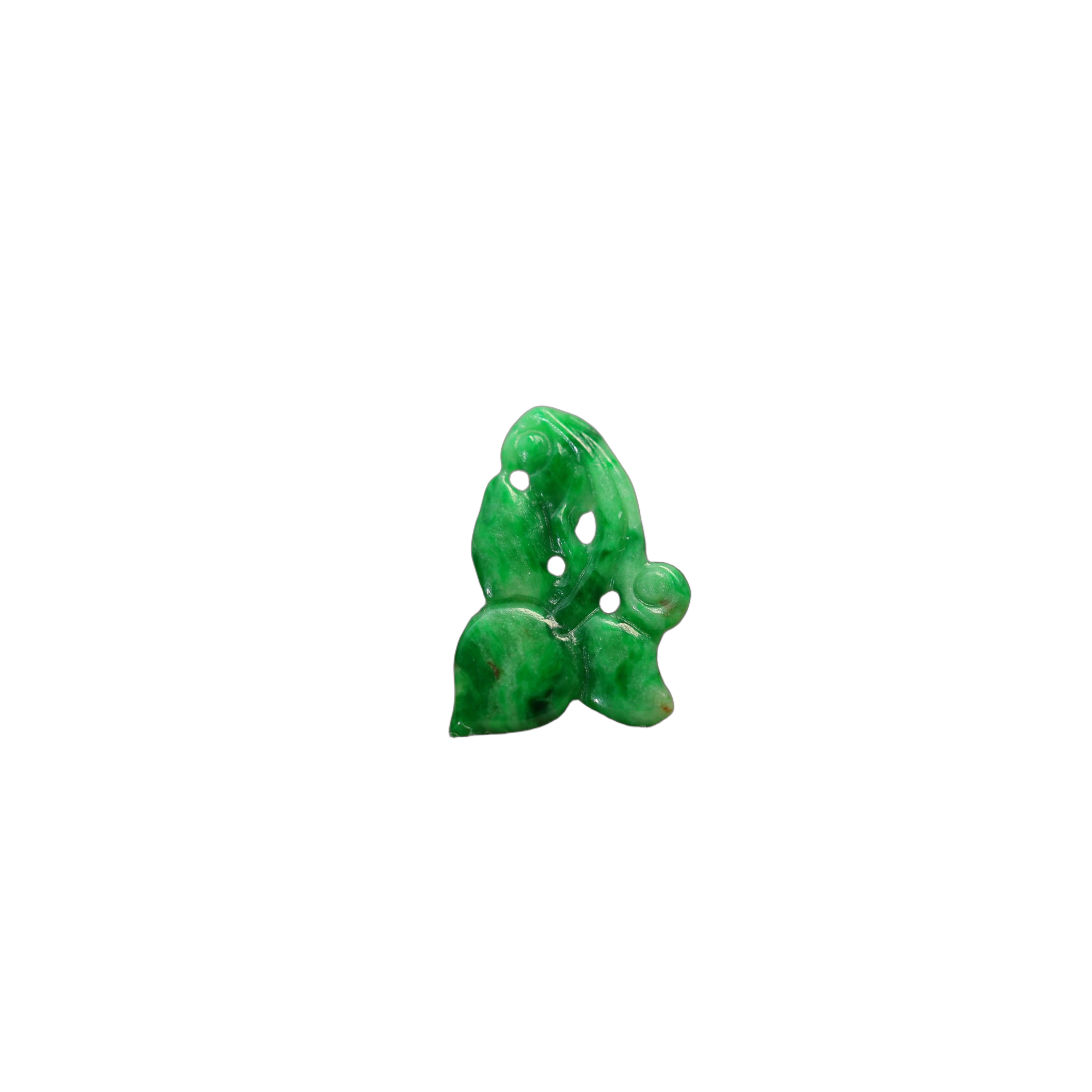 #L703 Full green Burmese natural A-grade jadeite carved ring surface set with ring pendant loose stone