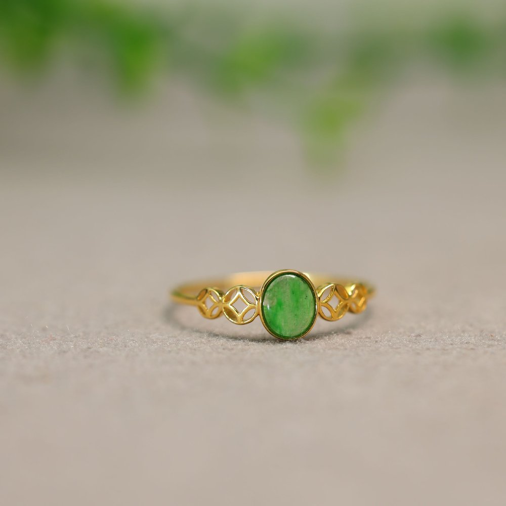 Yanglu Myanmar natural grade A jadeite cabochon ring
