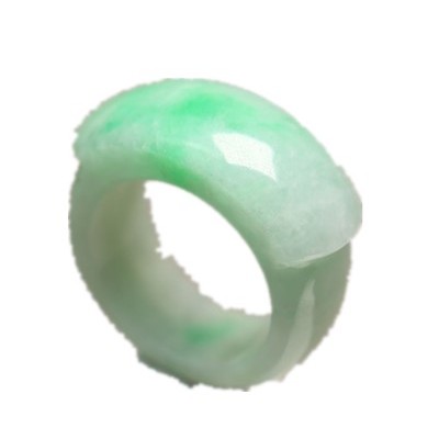 Waxy bottom Piaoyang Green Natural Grade A Jade Saddle Ring
