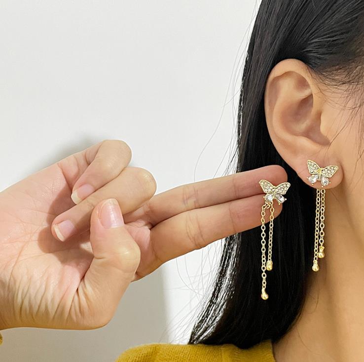 s925银针耳环女韩国气质网红爆款防过敏耳饰品2023年新款潮耳钉 - 图0