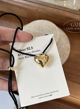 黑色编织韩国进口爱心项链