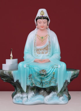 汉白玉禅定观音菩萨南海观世音菩萨慈航道人佛像家用供奉佛堂摆件