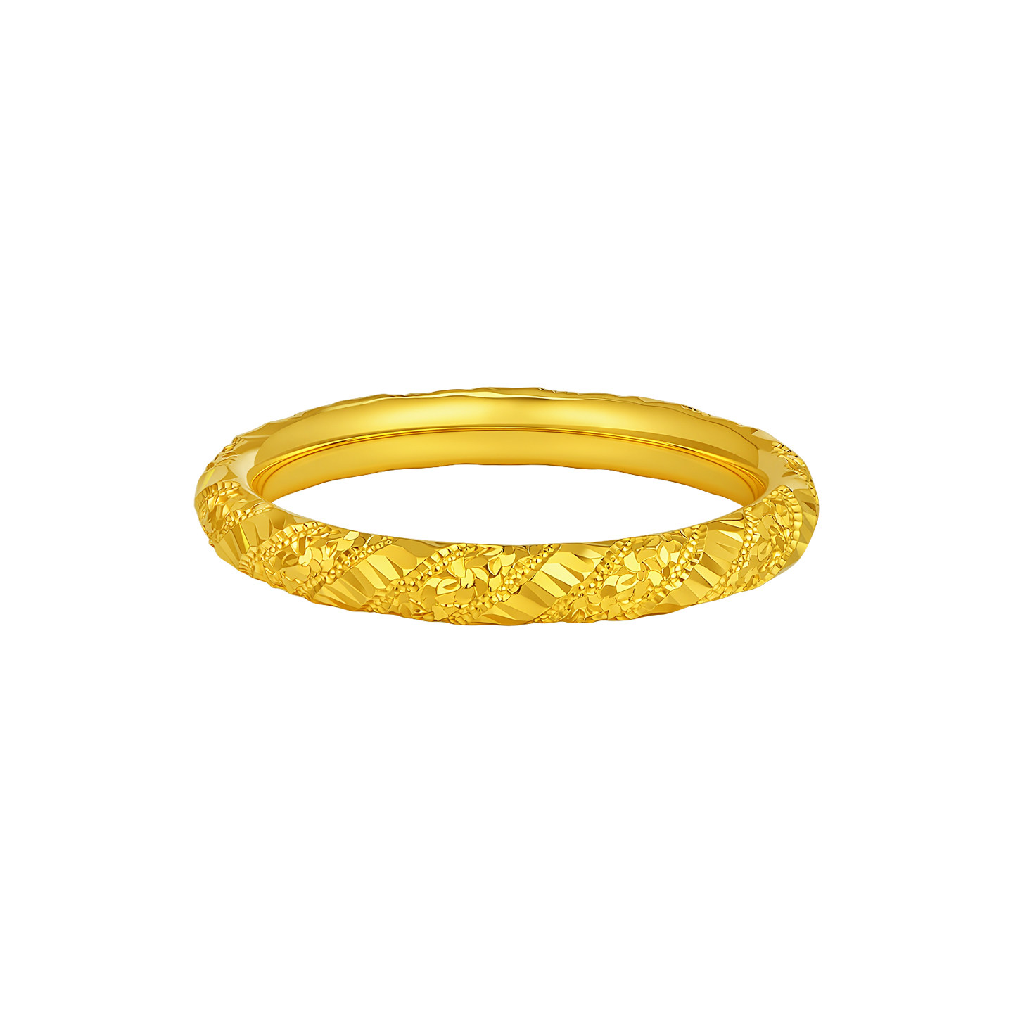 Laomiao Gold Pure Gold Crushed Ice Ring 5G Exquisite and Smart High-Light Explosion Sparkling White Thousand Gold Feeling Temperament and Fashion