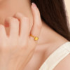 Laomiao gold pure gold round four-claw ring 5G three-dimensional full whitening skin lining versatile extravagant birthday proposal