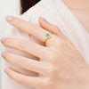 Old temple gold pure gold topaz crown ring live mouth adjustable ocean blue fresh water drop V-shaped display hand repair