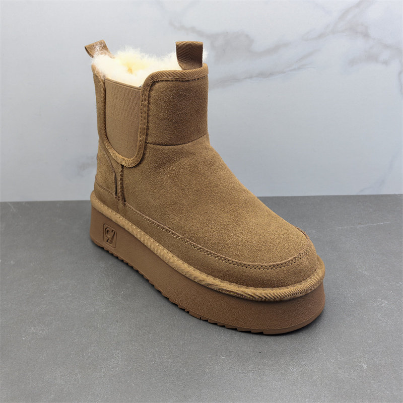 品牌断码真皮靴子女2024新款冬款磨砂皮圆头松糕底羊毛雪地靴短靴,淘宝优惠券,粉丝福利购,淘宝优惠卷