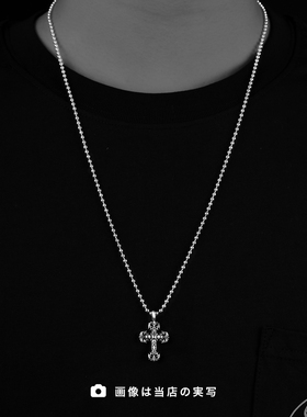 中古925银圆珠链条mini火焰十字架项链小众潮牌明星热门