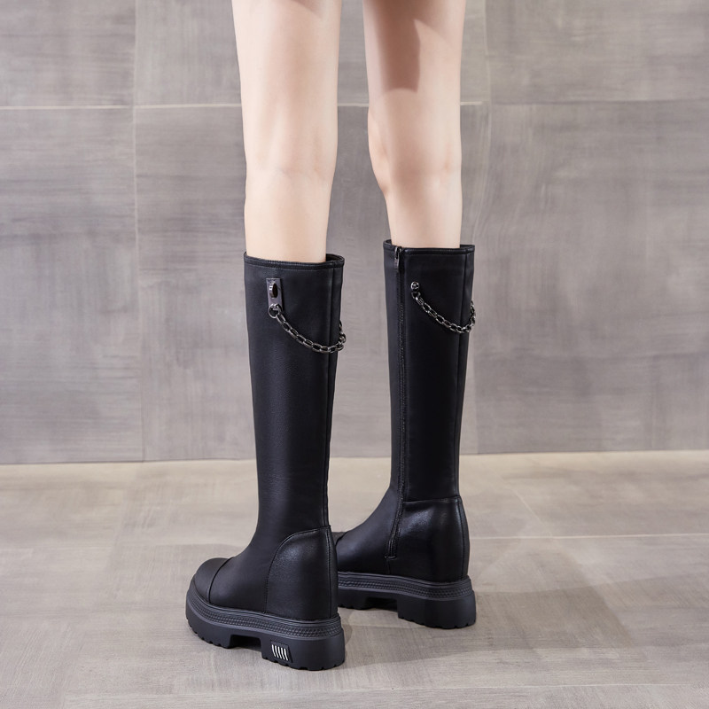 真皮10cm内增高长靴女小个子2025秋新款厚底不过膝高筒骑士靴显瘦,淘宝优惠券,粉丝福利购,淘宝优惠卷