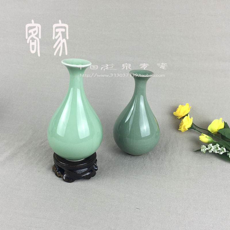 龙泉客家青瓷花插茶道摆件创意水培陶瓷时尚小花器花瓶家居装饰品-图2