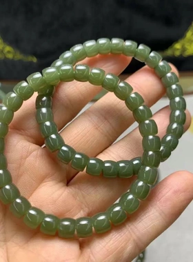 和田玉青海料6x7直切手串湖水绿手链工艺精湛细腻油润百搭批