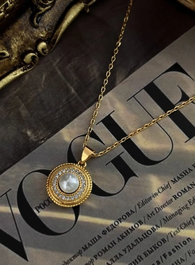 《涟漪》原创设计高级感温柔仿淡水珍珠项链圆形复古法式吊坠女
