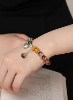 人品银品 复古足银999配件手工DIY绿幽灵单圈手串 简约女时尚手饰