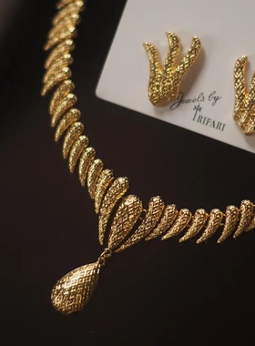 法式复古流苏耳环Trifari翠法丽monet莫奈中古vintage耳夹项链