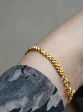 镀18k金珠手链 重工编织仿金手绳原设计大方时尚设计可调节足链