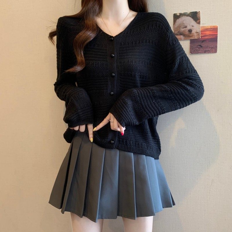 大码女装2025秋季新款时尚百搭V领简约长袖开衫上衣针织衫毛衣潮,淘宝优惠券,粉丝福利购,淘宝优惠卷