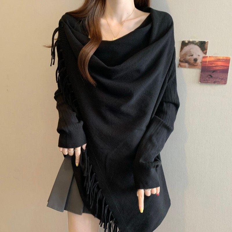 大码女装2025秋季新款时尚设计感流苏下摆长袖开衫两穿上衣毛衣潮,淘宝优惠券,粉丝福利购,淘宝优惠卷