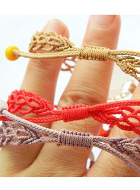 施家水晶绳编手链时尚流行款可调节长短龙鳞花色 网纹