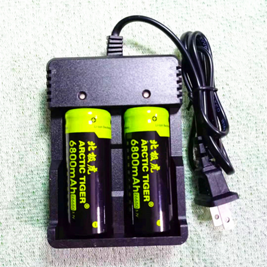 北极虎原装26650大容量锂电池森林虎强光手电筒6800mAh3.7v充电器 - 图3