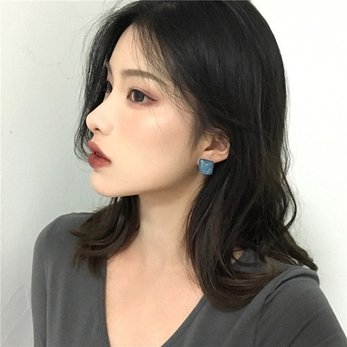 【不晚】玻璃晴朗 半透明树脂耳钉波浪凹凸面无耳洞耳夹女不规则 - 图0