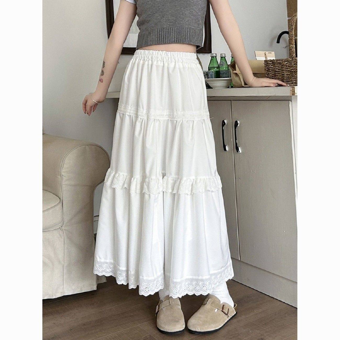 白色蛋糕裙半身裙春夏小个子高腰显瘦蕾丝蓬蓬中长裙a字裙伞裙子,淘宝优惠券,粉丝福利购,淘宝优惠卷