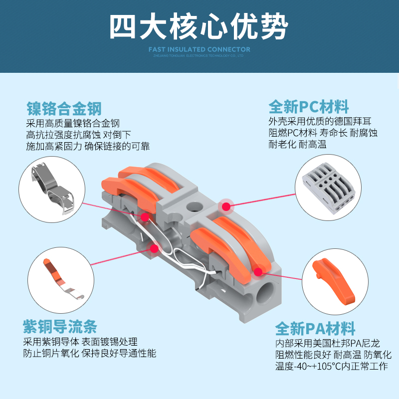 LT-223-4电工电线对接端子分线连接器四进四出快速接线端子包邮