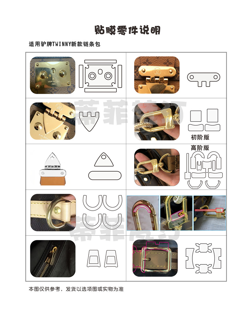 适用于lv 23新款TWINNY链条包奢侈品五金贴膜保护膜水晶膜绿盾膜 - 图0