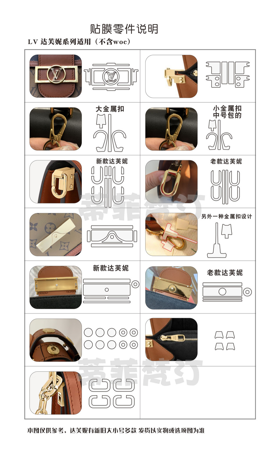 适用于LV达芙妮中号小号MINI lv包包五金贴膜保护膜新微晶纳米膜 - 图1