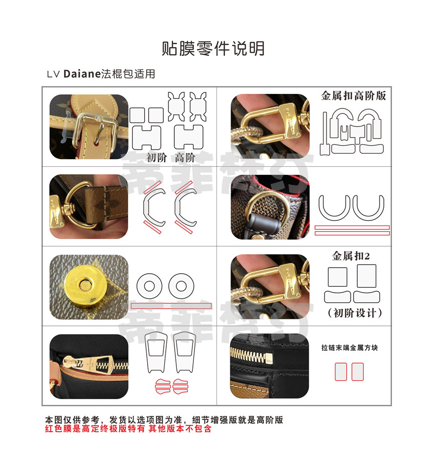 适用于lv diane法棍包老花款2023年新款包包五金贴膜纳米膜绿盾膜 - 图0