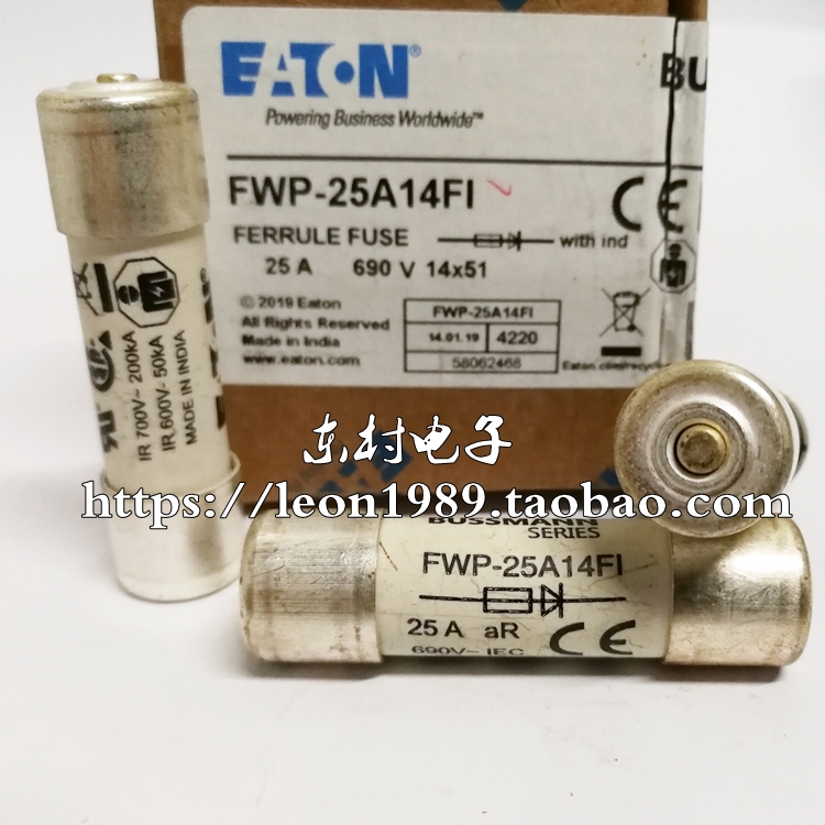 EATON保险丝 Bussmann撞针熔断器 FWP-25A14FI 25A 690V 14*51mm - 图1