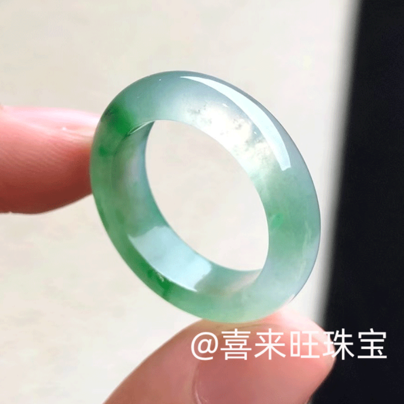 天然缅甸老坑翡翠冰种飘绿花帝王绿辣绿冰绿玉石戒指指环戒圈扳指,淘宝优惠券,粉丝福利购,淘宝优惠卷