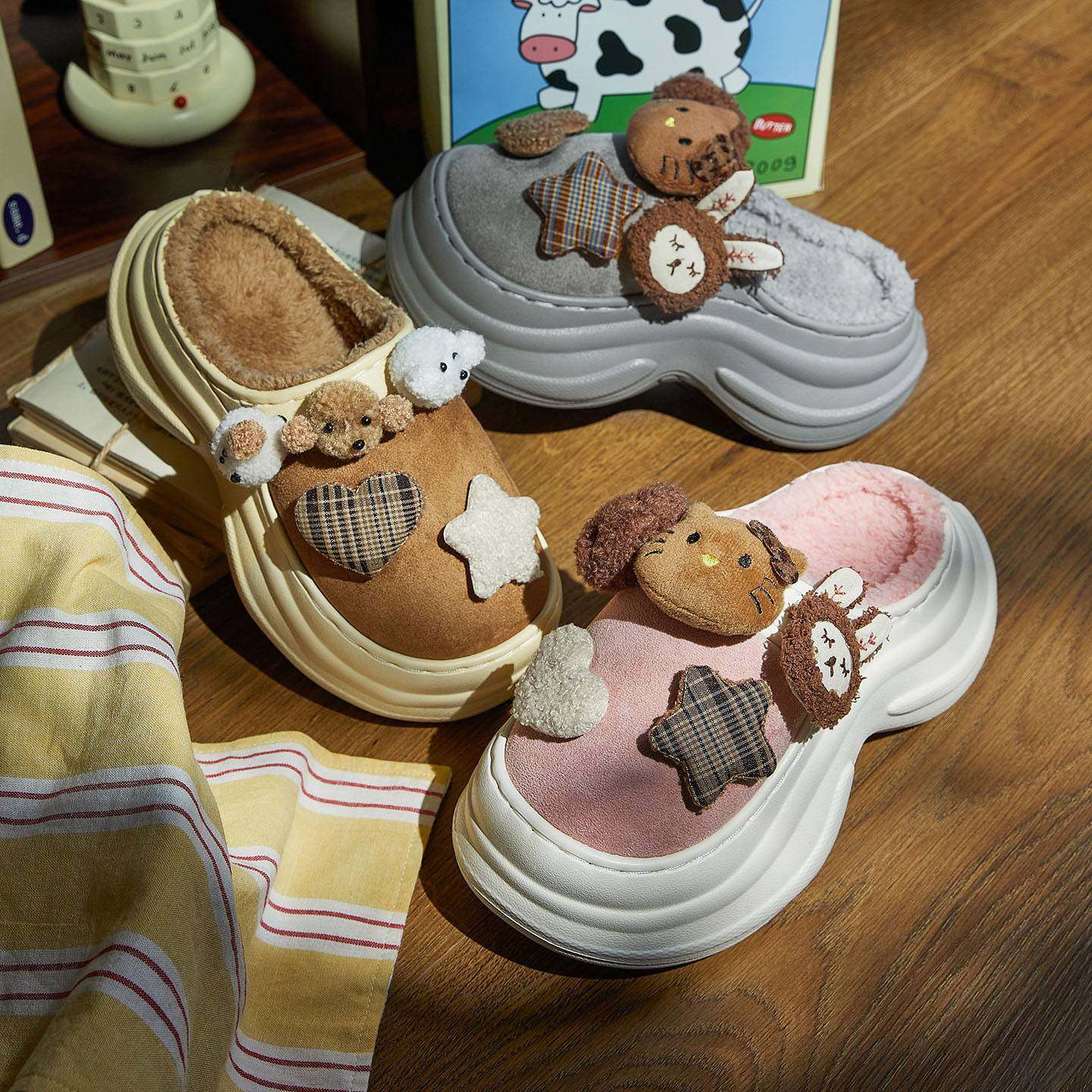 蚂蚁之恋冬款卡通可爱不许冷星球女款棉拖鞋可DIY毛绒保暖女鞋,淘宝优惠券,粉丝福利购,淘宝优惠卷